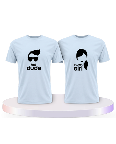 Hot Dude Sweet Girl Shirts Couple T-Shirts kaufen | Paarpulli