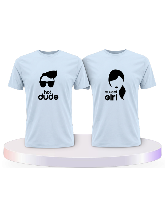 Hot Dude Sweet Girl Shirts Couple T-Shirts kaufen | Paarpulli