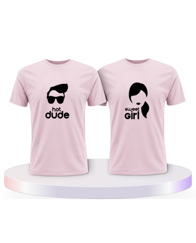 Hot Dude Sweet Girl Shirts Couple T-Shirts kaufen | Paarpulli
