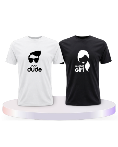 Hot Dude Sweet Girl Shirts Couple T-Shirts kaufen | Paarpulli