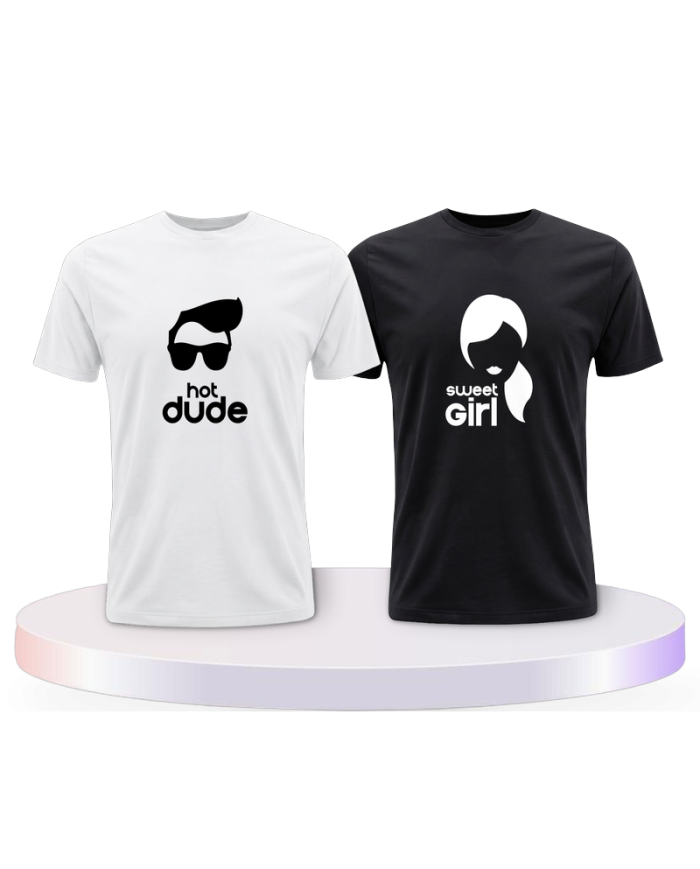 Hot Dude Sweet Girl Shirts Couple T-Shirts kaufen | Paarpulli