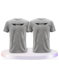 Partnerlook T-Shirts mit King & Queen mit Engelsflügel | Paarpulli