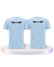 Partnerlook T-Shirts mit King & Queen mit Engelsflügel | Paarpulli