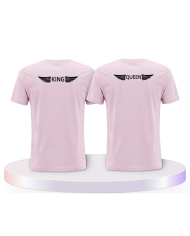 Partnerlook T-Shirts mit King & Queen mit Engelsflügel | Paarpulli