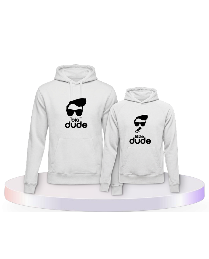 Vater und Sohn Big Dude Little Dude Eltern-Kind Hoodies | Paarpulli