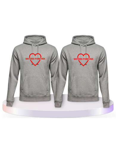 Gemeinsamer Look: Sisters Forever mit Herz Hoodies | Paarpulli