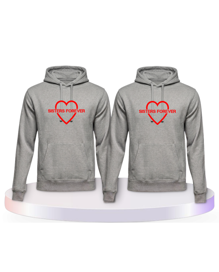 Gemeinsamer Look: Sisters Forever mit Herz Hoodies | Paarpulli