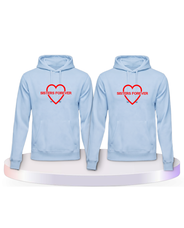 Gemeinsamer Look: Sisters Forever mit Herz Hoodies | Paarpulli