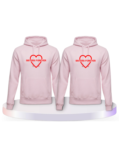 Gemeinsamer Look: Sisters Forever mit Herz Hoodies | Paarpulli