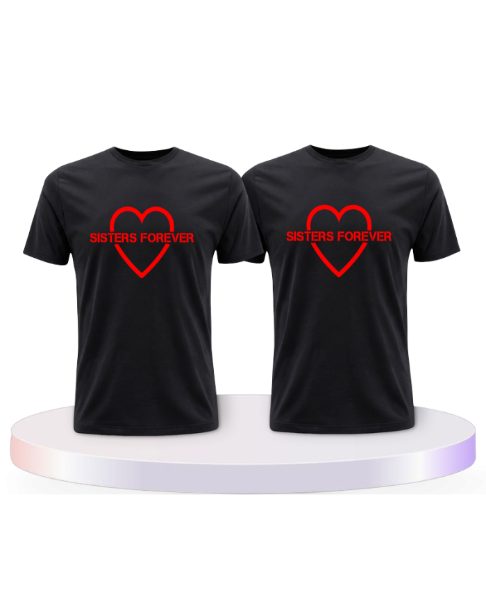 Sisters Forever mit Herz Couple T-Shirts kaufen | Paarpulli
