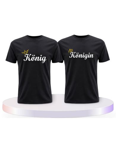 König & Königin mit goldener Krone Couple T-Shirts kaufen | Paarpulli
