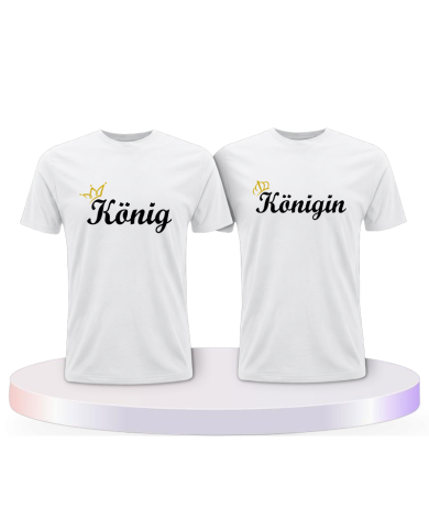 König & Königin mit goldener Krone Couple T-Shirts kaufen | Paarpulli