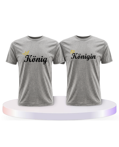 König & Königin mit goldener Krone Couple T-Shirts kaufen | Paarpulli