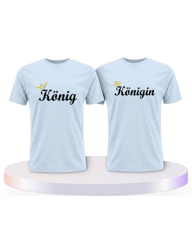 König & Königin mit goldener Krone Couple T-Shirts kaufen | Paarpulli