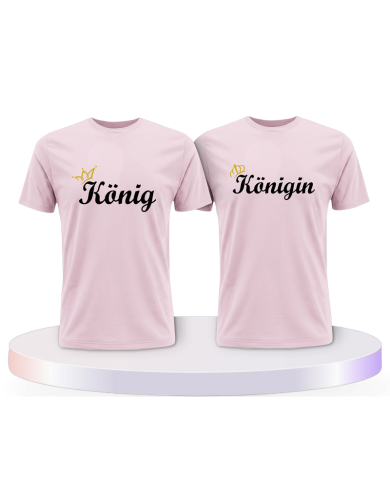 König & Königin mit goldener Krone Couple T-Shirts kaufen | Paarpulli