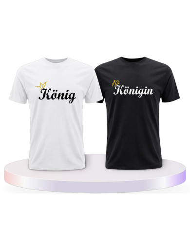 König & Königin mit goldener Krone Couple T-Shirts kaufen | Paarpulli