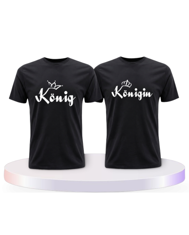 König & Königin mit schwarzer Krone Couple T-Shirts kaufen | Paarpulli