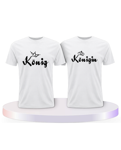 König & Königin mit schwarzer Krone Couple T-Shirts kaufen | Paarpulli