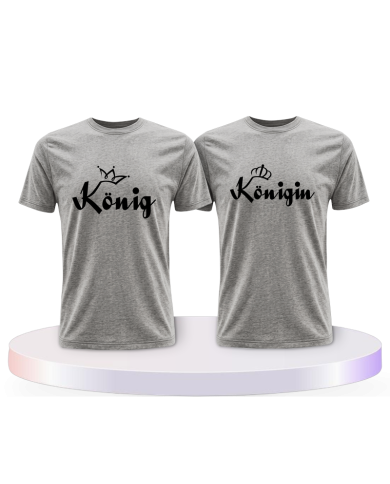 König & Königin mit schwarzer Krone Couple T-Shirts kaufen | Paarpulli