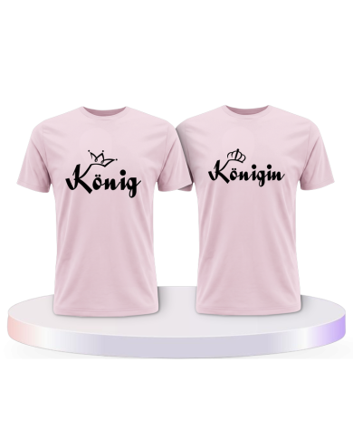 König & Königin mit schwarzer Krone Couple T-Shirts kaufen | Paarpulli