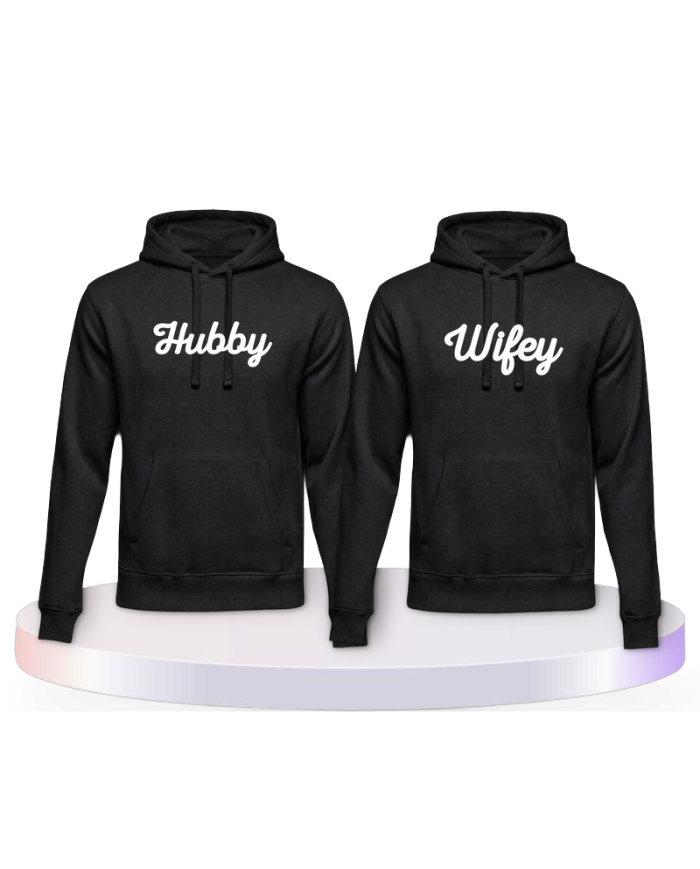 Partnerlook Hoodies mit Hubby und Wifey | Paarpulli