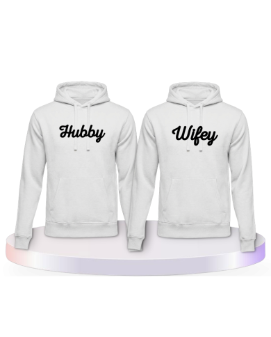 Partnerlook Hoodies mit Hubby und Wifey | Paarpulli