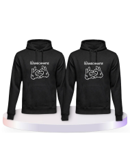 Comic Hände mit Wunschname und Wunschdatum Pärchen Hoodies | Paarpulli