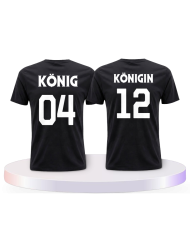 König & Königin mit Wunschzahlen Couple T-Shirts kaufen | Paarpulli