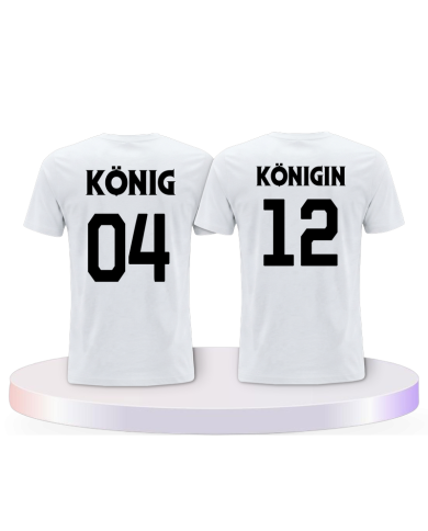 König & Königin mit Wunschzahlen Couple T-Shirts kaufen | Paarpulli