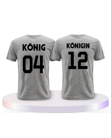 König & Königin mit Wunschzahlen Couple T-Shirts kaufen | Paarpulli