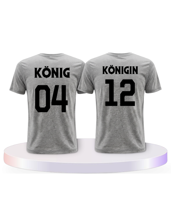 König & Königin mit Wunschzahlen Couple T-Shirts kaufen | Paarpulli