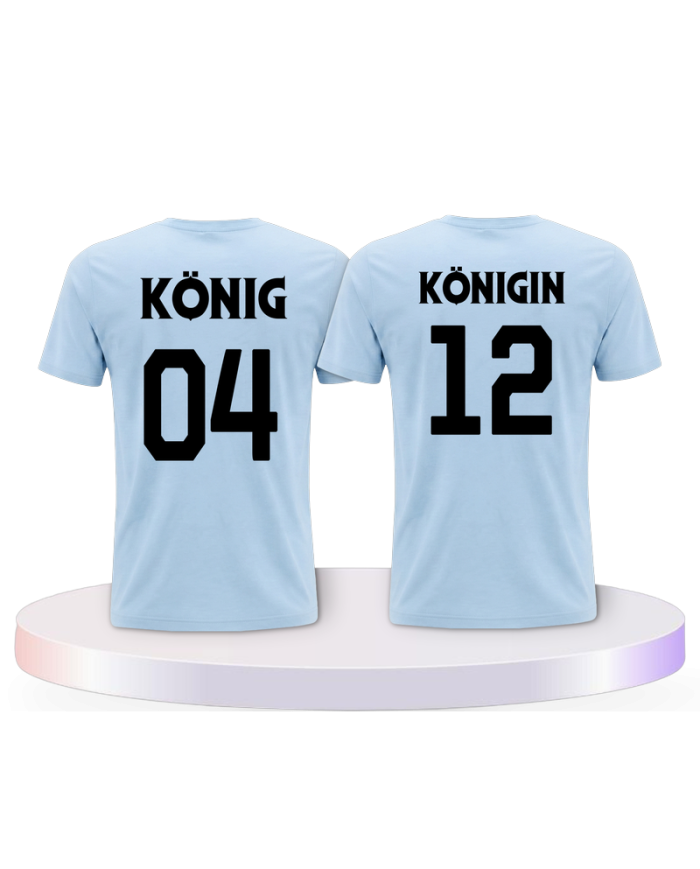 König & Königin mit Wunschzahlen Couple T-Shirts kaufen | Paarpulli