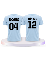König & Königin mit Wunschzahlen Couple T-Shirts kaufen | Paarpulli