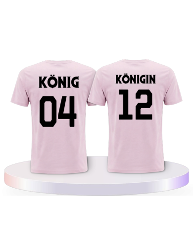 König & Königin mit Wunschzahlen Couple T-Shirts kaufen | Paarpulli