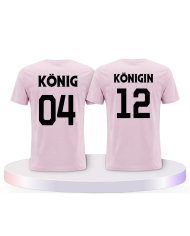 König & Königin mit Wunschzahlen Couple T-Shirts kaufen | Paarpulli