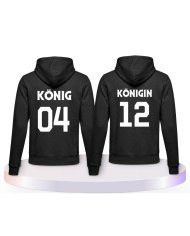 König & Königin mit Wunschzahlen Couple Hoodies kaufen | Paarpulli