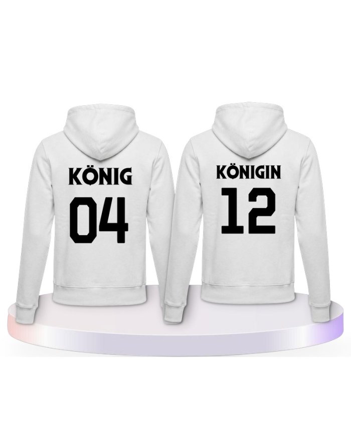 König & Königin mit Wunschzahlen Couple Hoodies kaufen | Paarpulli