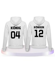 König & Königin mit Wunschzahlen Couple Hoodies kaufen | Paarpulli