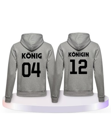 König & Königin mit Wunschzahlen Couple Hoodies kaufen | Paarpulli