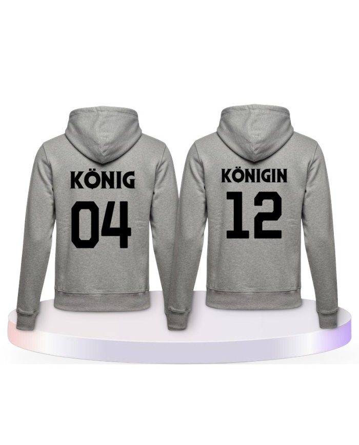 König & Königin mit Wunschzahlen Couple Hoodies kaufen | Paarpulli