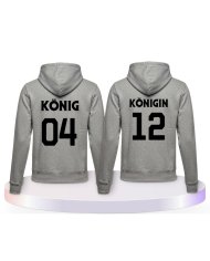 König & Königin mit Wunschzahlen Couple Hoodies kaufen | Paarpulli