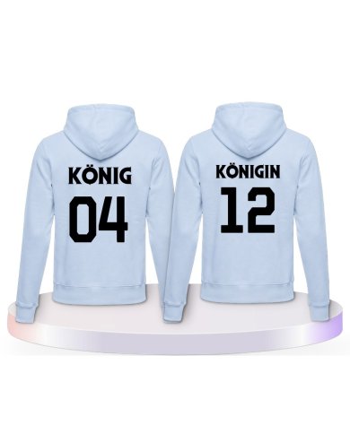 König & Königin mit Wunschzahlen Couple Hoodies kaufen | Paarpulli