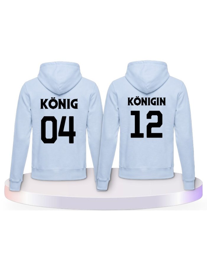 König & Königin mit Wunschzahlen Couple Hoodies kaufen | Paarpulli