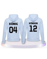 König & Königin mit Wunschzahlen Couple Hoodies kaufen | Paarpulli