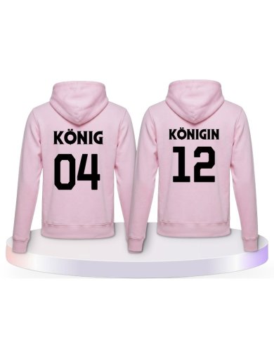 König & Königin mit Wunschzahlen Couple Hoodies kaufen | Paarpulli