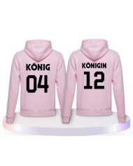 König & Königin mit Wunschzahlen Couple Hoodies kaufen | Paarpulli