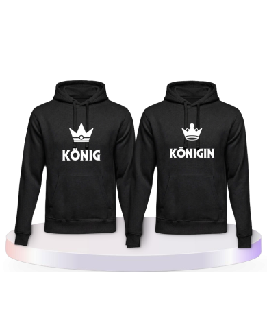 König & Königin mit kleinen Kronen Couple Hoodies kaufen | Paarpulli