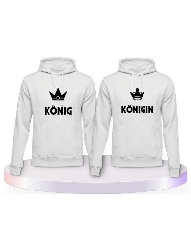 König & Königin mit kleinen Kronen Couple Hoodies kaufen | Paarpulli