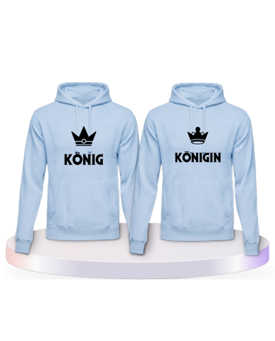 König & Königin mit kleinen Kronen Couple Hoodies kaufen | Paarpulli