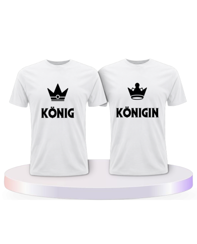 König & Königin mit kleinen Kronen Couple T-Shirts kaufen | Paarpulli